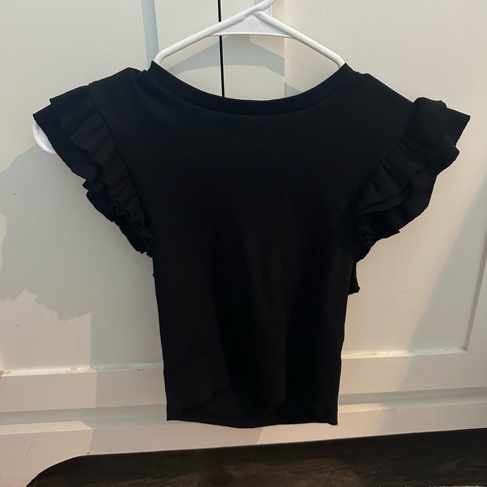 Zara Black Ruffle Sleeve Blouse